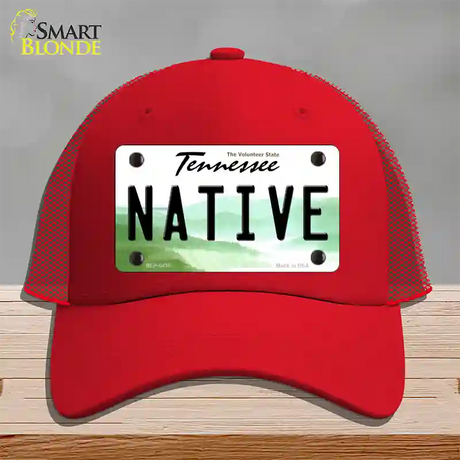 Native Tennessee Novelty License Plate Hat Mesh / Red