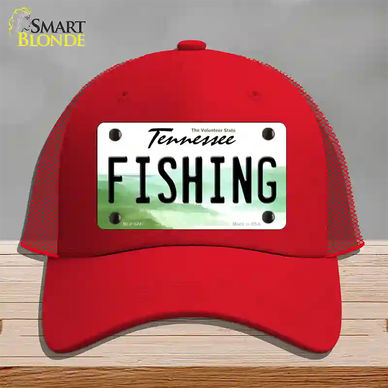 Fishing Tennessee Novelty License Plate Hat Mesh / Red