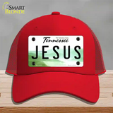 Jesus Tennessee Novelty License Plate Hat Mesh / Red