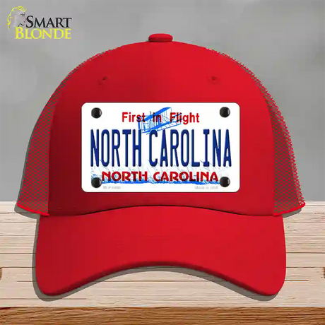 North Carolina Novelty License Plate Hat Mesh / Red