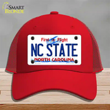 North Carolina State Novelty License Plate Hat Mesh / Red