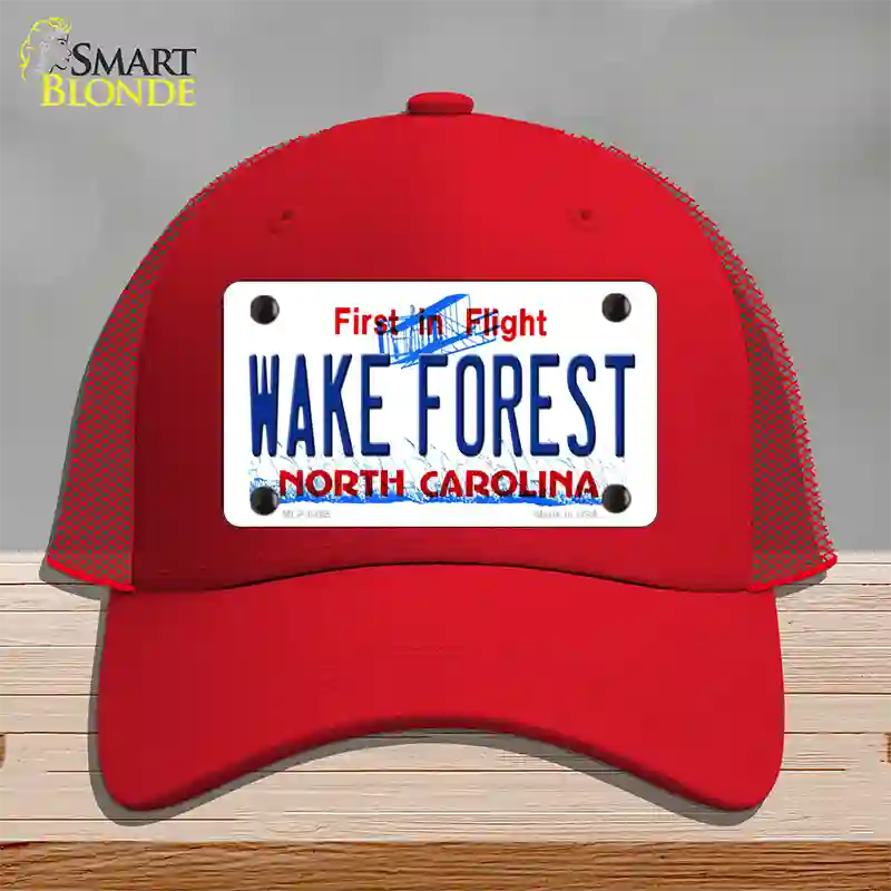 Wake Forest North Carolina Novelty License Plate Hat Mesh / Red