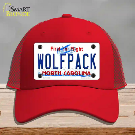 Wolfpack North Carolina Novelty License Plate Hat Mesh / Red