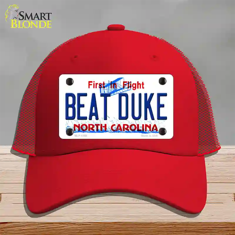 Beat Duke North Carolina Novelty License Plate Hat Mesh / Red