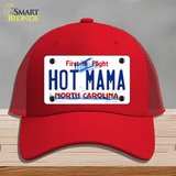 Hot Mama North Carolina Novelty License Plate Hat Mesh / Red