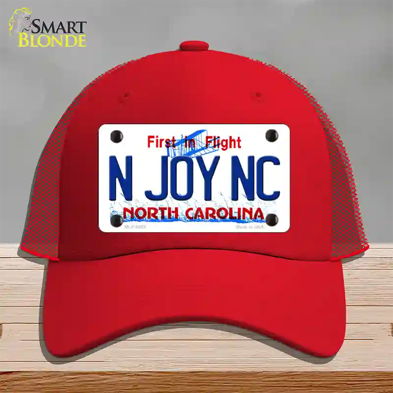 N Joy North Carolina Novelty License Plate Hat Mesh / Red