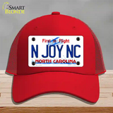 N Joy North Carolina Novelty License Plate Hat Mesh / Red