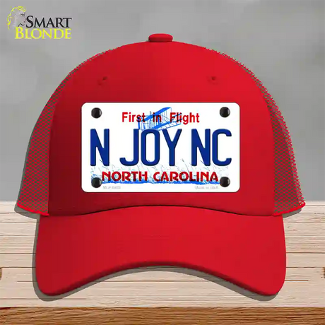 N Joy North Carolina Novelty License Plate Hat Mesh / Red