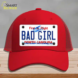 Bad Girl North Carolina Novelty License Plate Hat Mesh / Red