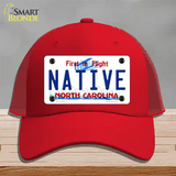 Native North Carolina Novelty License Plate Hat Mesh / Red