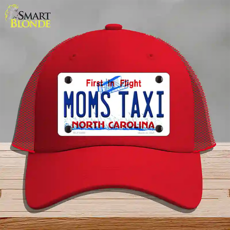 Moms Taxi North Carolina Novelty License Plate Hat Mesh / Red