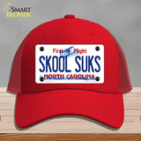 Skool Suks North Carolina Novelty License Plate Hat Mesh / Red