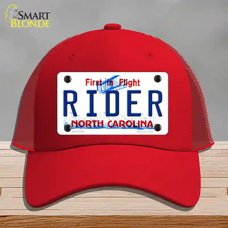 Rider North Carolina Novelty License Plate Hat Mesh / Red