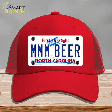 MMM Beer North Carolina Novelty License Plate Hat Mesh / Red