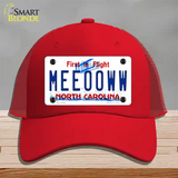 Meeooww North Carolina Novelty License Plate Hat Mesh / Red