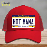 Hot Mama West Virginia Novelty License Plate Hat Mesh / Red