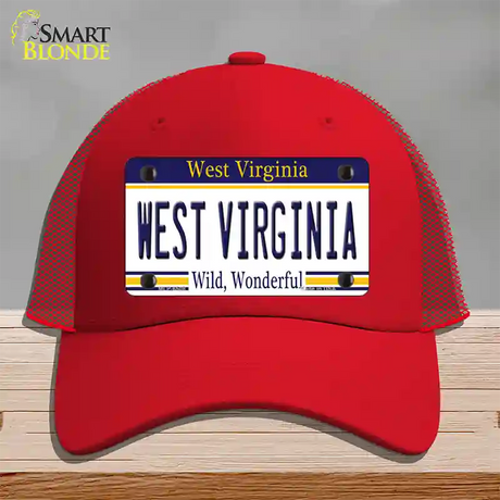 West Virginia Novelty License Plate Hat Mesh / Red