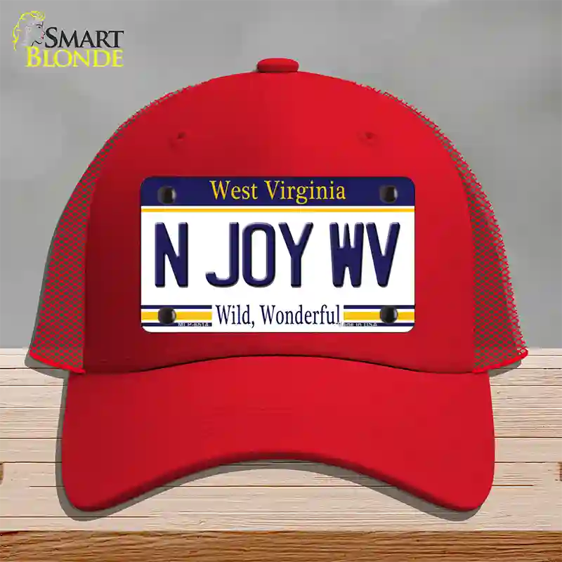 N Joy West Virginia Novelty License Plate Hat Mesh / Red