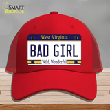 Bad Girl West Virginia Novelty License Plate Hat Mesh / Red