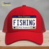 Fishing West Virginia Novelty License Plate Hat Mesh / Red