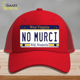 No Murci West Virginia Novelty License Plate Hat Mesh / Red