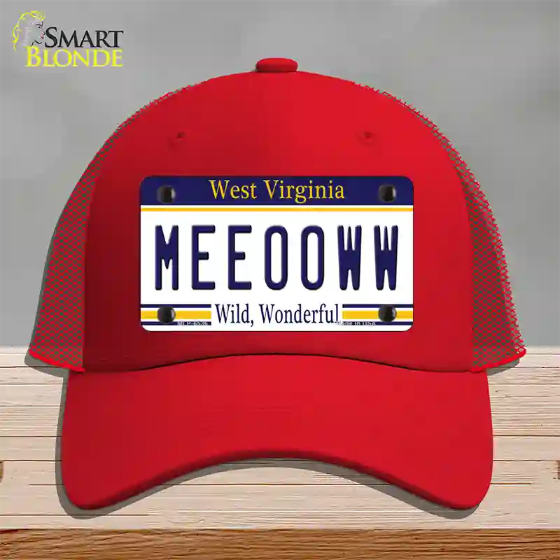 Meeooww West Virginia Novelty License Plate Hat Mesh / Red