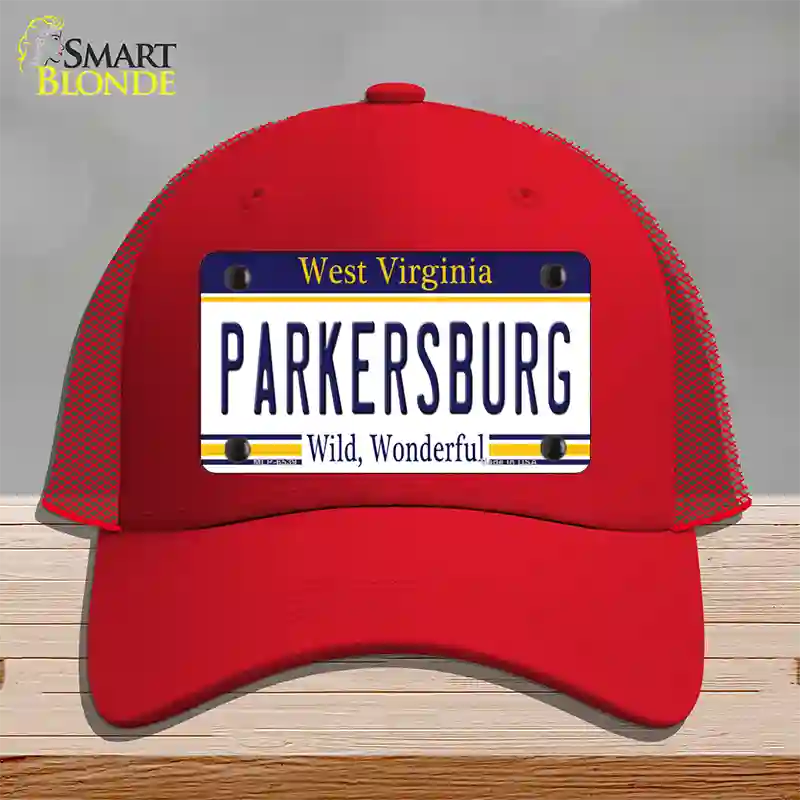 Parkersburg West Virginia Novelty License Plate Hat Mesh / Red