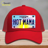 Hot Mama Mississippi Novelty License Plate Hat Mesh / Red