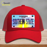 Southern State Mississippi Novelty License Plate Hat Mesh / Red