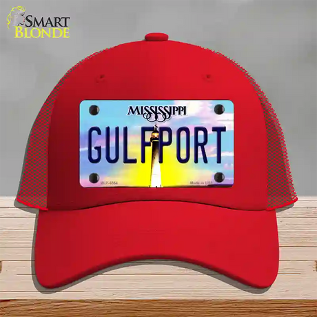 Gulfport Mississippi Novelty License Plate Hat Mesh / Red