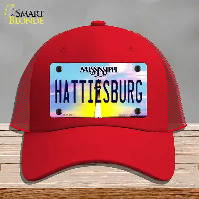 Hattiesburg Mississippi Novelty License Plate Hat Mesh / Red