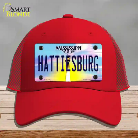 Hattiesburg Mississippi Novelty License Plate Hat Mesh / Red