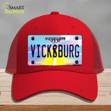 Vicksburg Mississippi Novelty License Plate Hat Mesh / Red