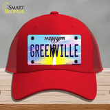 Greenville Mississippi Novelty License Plate Hat Mesh / Red