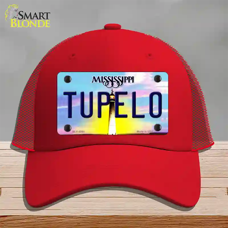 Tupelo Mississippi Novelty License Plate Hat Mesh / Red