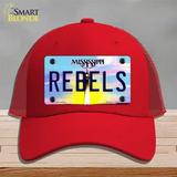 Rebels Mississippi Novelty License Plate Hat Mesh / Red