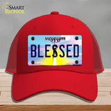 Blessed Mississippi Novelty License Plate Hat Mesh / Red