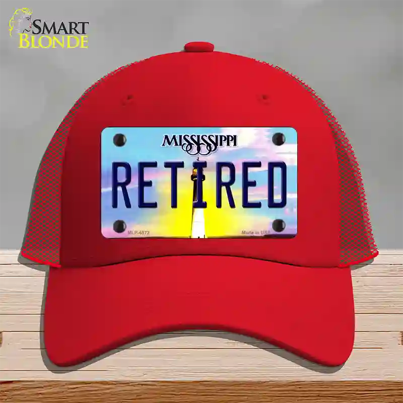 Retired Mississippi Novelty License Plate Hat Mesh / Red