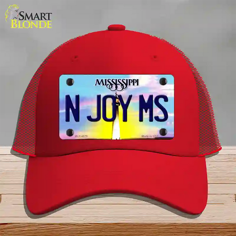 N Joy Mississippi Novelty License Plate Hat Mesh / Red