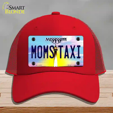 Moms Taxi Mississippi Novelty License Plate Hat Mesh / Red