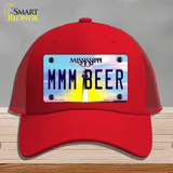 MMM Beer Mississippi Novelty License Plate Hat Mesh / Red