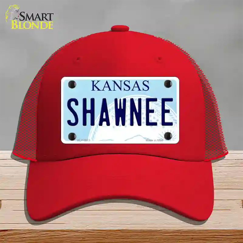 Shawnee Kansas Novelty License Plate Hat Mesh / Red