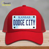 Dodge City Kansas Novelty License Plate Hat Mesh / Red