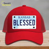 Blessed Kansas Novelty License Plate Hat Mesh / Red