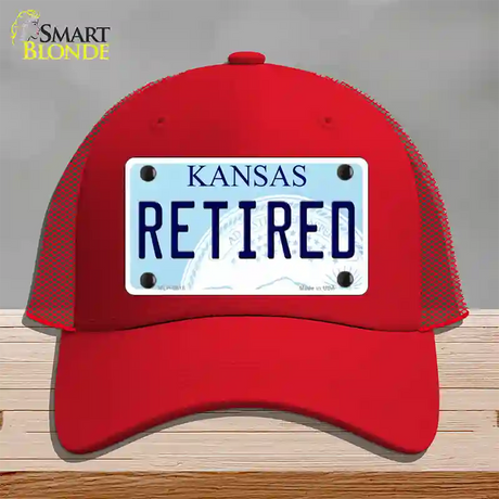 Retired Kansas Novelty License Plate Hat Mesh / Red