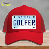 Golfer Kansas Novelty License Plate Hat Mesh / Red