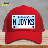 N Joy Kansas Novelty License Plate Hat Mesh / Red