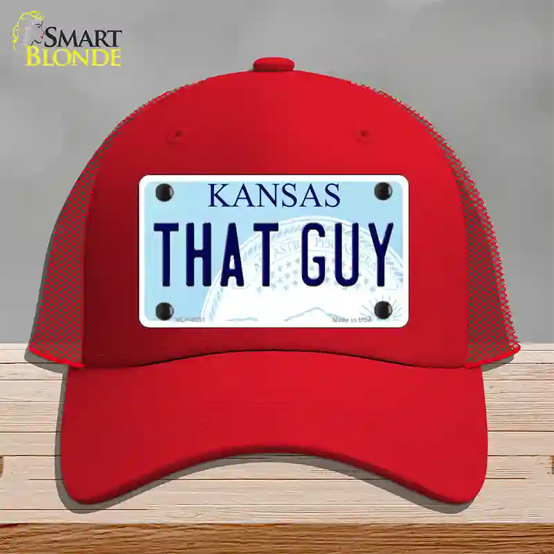 That Guy Kansas Novelty License Plate Hat Mesh / Red