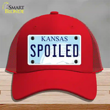 Spoiled Kansas Novelty License Plate Hat Mesh / Red