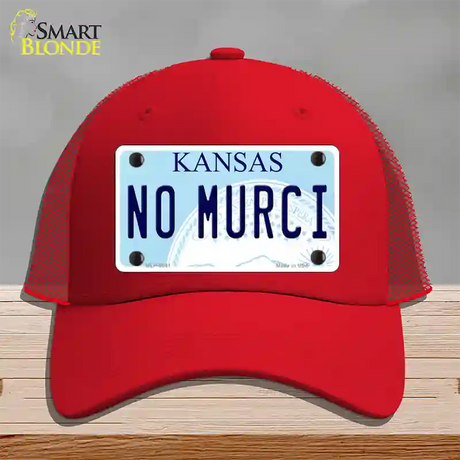 No Murci Kansas Novelty License Plate Hat Mesh / Red